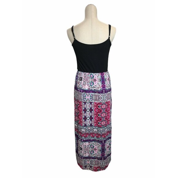 Bobbie Brooks Sun Dress High Low Black Pink Womens Medium Purple Bohemian Boho - Picture 3 of 7